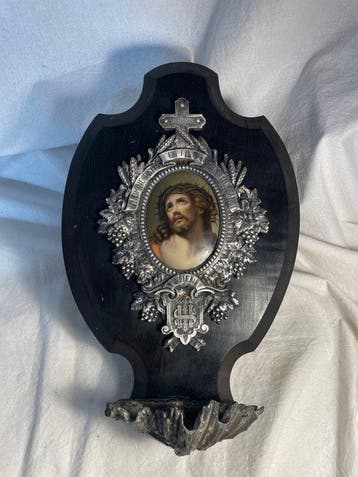 Antiek Wijwatervat - 1850-1900 - Wandbenitier - 31 cm