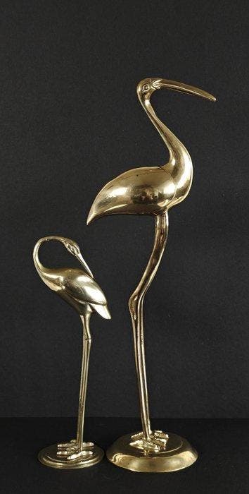 Beeld, Kraanvogels of reigers - 45 cm - Messing