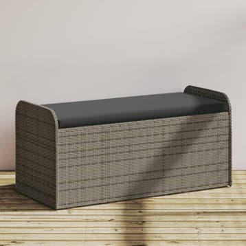 vidaXL Opbergbankje met kussen 115x51x52 cm poly rattan, Verzenden, Nieuw