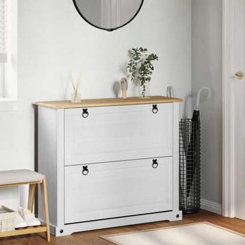 vidaXL Schoenenkast Corona Wit 99 x 32 x 85 cm Massief, Verzenden