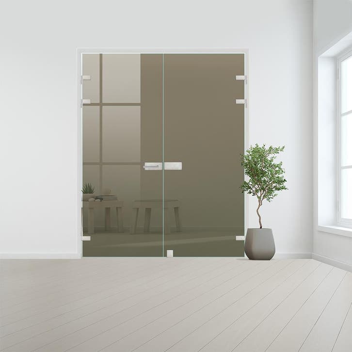 Glazen dubbele binnendeur XL voor opdek kozijn RVS beslag-Br, Doe-het-zelf en Bouw, Glas en Ramen, Nieuw, Verzenden