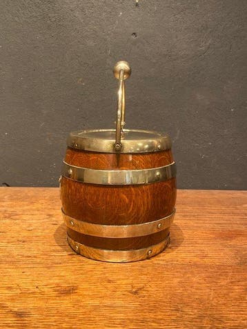 Doos - Hout, Verzilverd - Antique Biscuit Barrel -