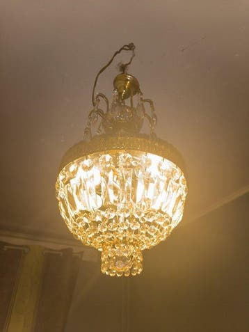 Kroonluchter - Kristal, Messing, Glas, Metaal - Lustre-stijl, Antiek en Kunst