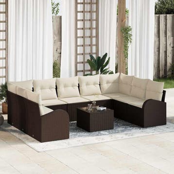 vidaXL Bankstel 10 st Bruin [Synthetisch]: Poly Riet, Tuin en Terras, Verzenden, Nieuw