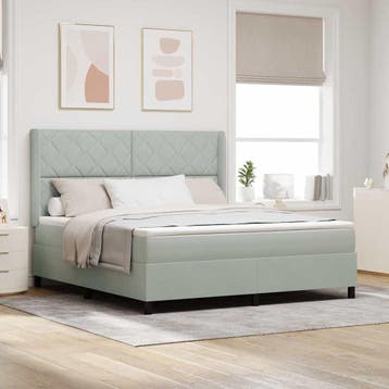 vidaXL Boxspring bed met hoofdeinde Lichtgrijs 180 x 200 cm, Verzenden