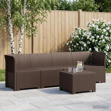 vidaXL 4-Zits Tuin Sofa Rieten Look PP Bruin, Verzenden, Nieuw