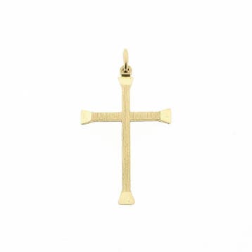Gematteerd gouden hanger van een kruis (Hanger of bedel), Handtassen en Accessoires, Bedels, Ophalen of Verzenden, Gebruikt, Goud