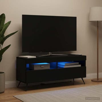 vidaXL LED tv-meubel Zwart Bewerkt hout, Verzenden, Nieuw