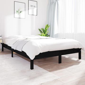 vidaXL Bedframe massief grenenhout zwart 160x200 cm, Verzenden, Nieuw