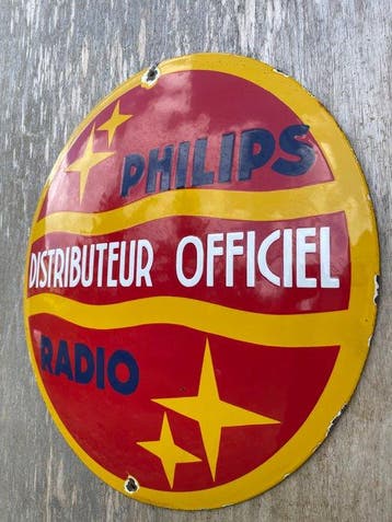 Enseigne en émail - PHILIPS Radio Panneau émaillé XXL 50 cm,, Antiquités & Art