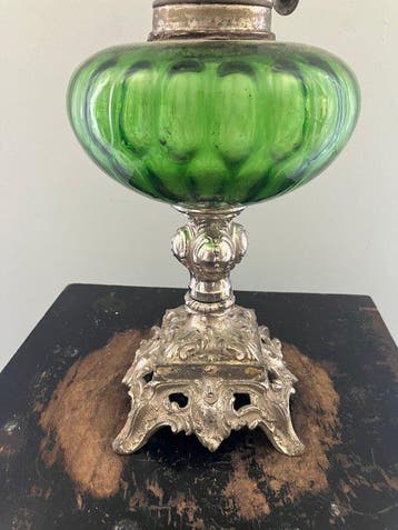 Olielamp - Glas, Verzilverd - XXL Olielamp, Antiek en Kunst