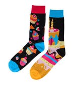 Sokken Katoen - Feest Taart Print - Zwart Roze Blauw - Maat, Vêtements | Femmes, Chaussettes & Bas