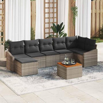 vidaXL Tuinbank Set 8 st Grijs poly rattan, Verzenden, Nieuw
