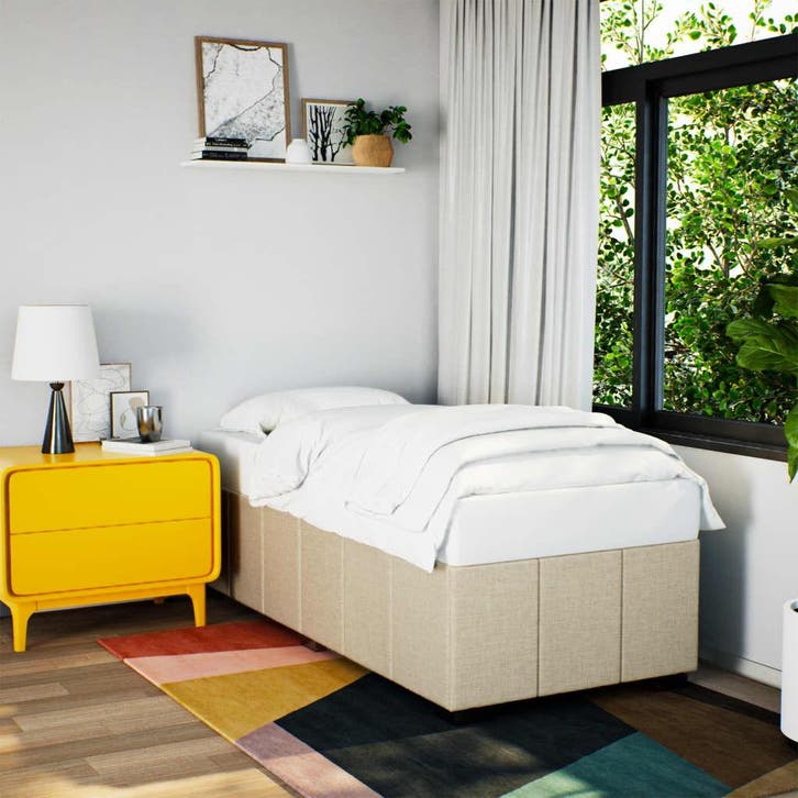 vidaXL Bedframe zonder matras 80x200 cm stof crèmekleurig, Maison & Meubles, Chambre à coucher | Lits, Envoi