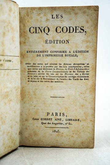 Napoléon - Les cinq codes - 1825