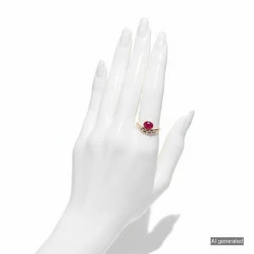 Ring - 14 karaat Geel goud - 1.59ct. tw. Robijn - Diamant, Nieuw