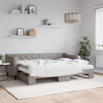 vidaXL Slaapbank met onderschuifbed en matrassen 80x200 cm, Verzenden, Nieuw