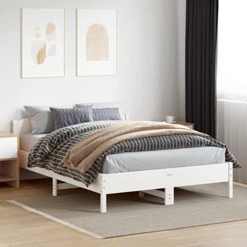 vidaXL Bedframe zonder matras massief grenenhout wit 160x200, Verzenden, Nieuw