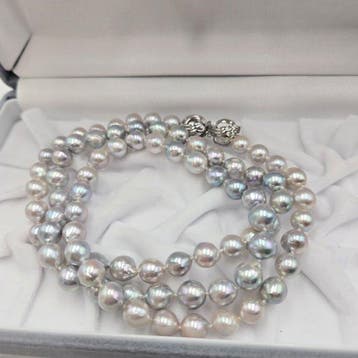 Collier Argent Perle - Akoya Pearl 7,5 mm 28 pouces, Nieuw