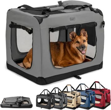 Lionto opvouwbare transportbox hond en kat 82x58x58 cm grijs, Ophalen of Verzenden, Nieuw