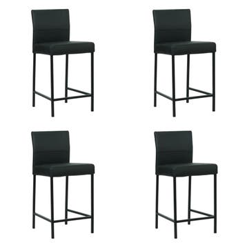 Set van 4 Leren barkrukken Bright laag - Hermes Nero, Nieuw, Leer, Ophalen of Verzenden, 90 cm of meer