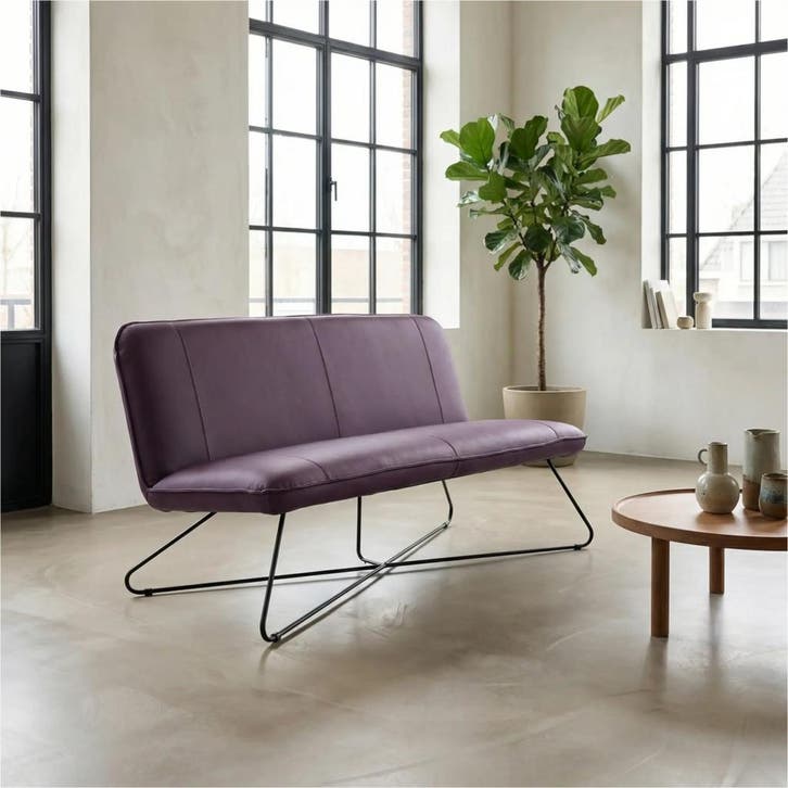 Smile - Toledo leer Paars, Huis en Inrichting, Zetels | Zetels, Minder dan 150 cm, 75 tot 100 cm, Nieuw, Leer, Ophalen of Verzenden