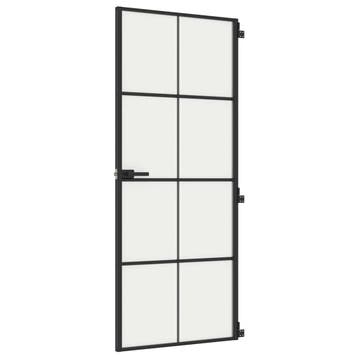 vidaXL Binnendeur smal 83x201,5 cm gehard glas en aluminium, Verzenden, Nieuw