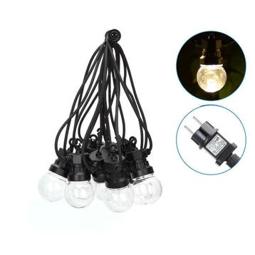 LED Prikkabel lichtsnoer zwart 8 Meter Incl 10x LED lampen, Tuin en Terras, Verzenden, Nieuw, Netvoeding