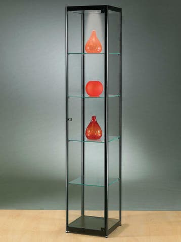 *TIP*  Luxe vitrinekast zwart 40 cm met halogeen verlichtin, Ophalen of Verzenden