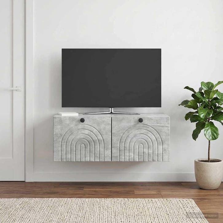 vidaXL Wandmontage TV-kast Betongrijs 78,5 x 41 x 30 cm, Maison & Meubles, Armoires | Mobilier de télévision, Envoi