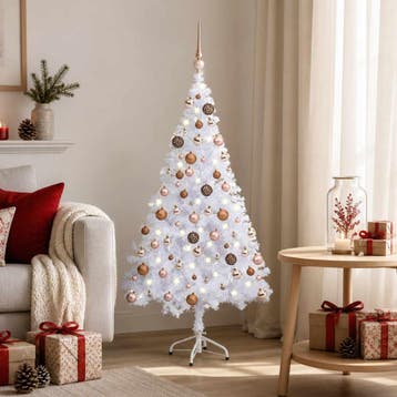 vidaXL Kunstkerstboom met verlichting en kerstballen 230, Verzenden, Nieuw