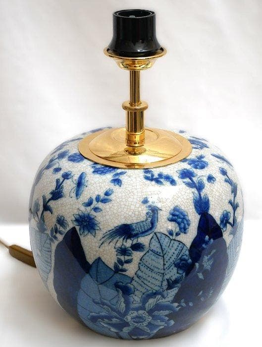 Lamp - Porselein, Messing, handbemalt - gemaakt in Duitsland, Antiquités & Art, Art | Objets design