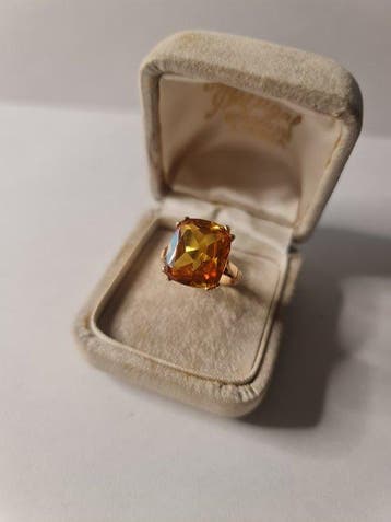 Cocktailring - 19.2 kt. Geel goud Citrien - Vintage 19,2K