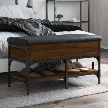 vidaXL Schoenenbank 82x42x45 cm bewerkt hout bruin, Verzenden