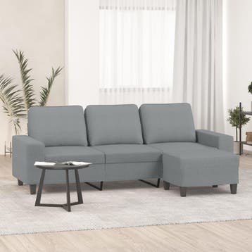 vidaXL Driezitsbank met voetenbank 180 cm stof lichtgrijs, Huis en Inrichting, Zetels | Zetels, Verzenden, Nieuw