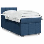 vidaXL Boxspring met matras stof blauw 90x200 cm, Verzenden