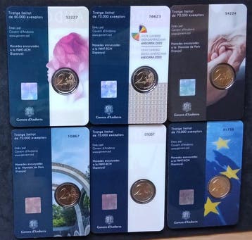 Andorra. 2 Euro 2020/2022 (6 coincards) (Zonder