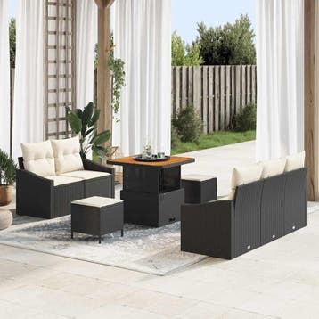 vidaXL Tuinbank Set 8 st Zwart poly rattan, Verzenden