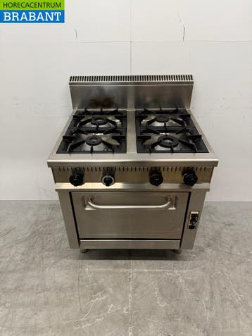 RVS 4 Pits Fornuis met oven 3x 1/1 GN 80 cm GAS Horeca, Ophalen of Verzenden, Nieuw in verpakking