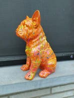 Beeld, French bulldog sitting in color - 31 cm - polyresin