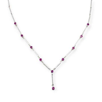 Zonder minimumprijs - Halsketting Zilver - Ruby, Nieuw
