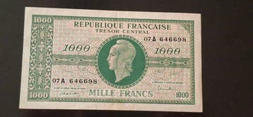 France. - 2 x 1000 Francs 1945 - Consecutive - Fayette VF