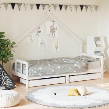 vidaXL Kinderbedframe met lades 90x190 cm massief grenenhout, Verzenden