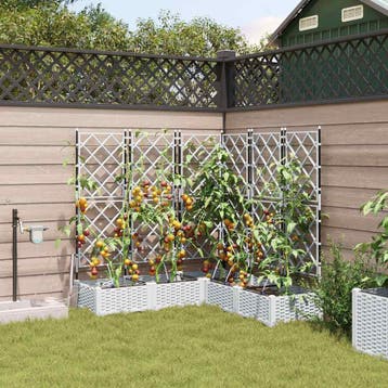 vidaXL Plantenbak 5 st Wit 120 x 120 x 126 cm PP, Tuin en Terras, Verzenden, Nieuw