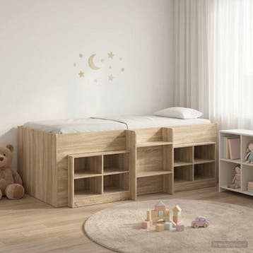 vidaXL Loft Bed Frame met Kast 3 st Sonoma Eiken Bewerkt, Verzenden