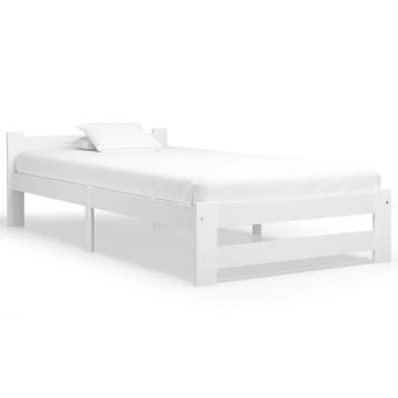 Massief wit bedframe 100x200 | Tweede kansje | OP = OP, Huis en Inrichting, 100 cm, Eenpersoons, Verzenden, Zo goed als nieuw