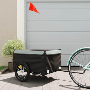 vidaXL Fietstrailer 45 kg ijzer zwart en grijs, Verzenden