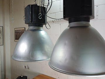 Plafondlamp (2) - Vintage-fabriekslamp - Aluminium, Staal,