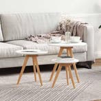 vidaXL Salontafel 3 pcs Bruin Massief Notenhout, Verzenden, Nieuw