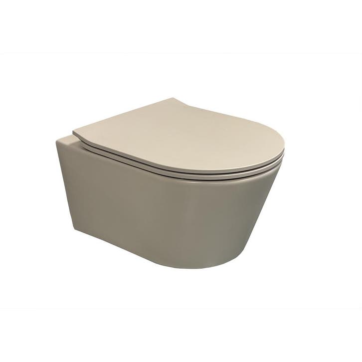 Wandtoilet BWS Calitri Urb.y 48 cm Rimfree Compact Mat Taupe, Doe-het-zelf en Bouw, Sanitair, Overige typen, Nieuw, Ophalen of Verzenden